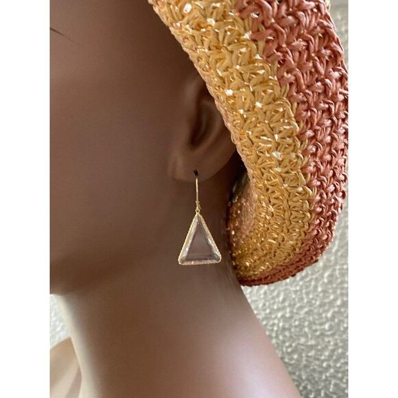 14k Clear Glass Dangle Earrings - Picture 7 of 8